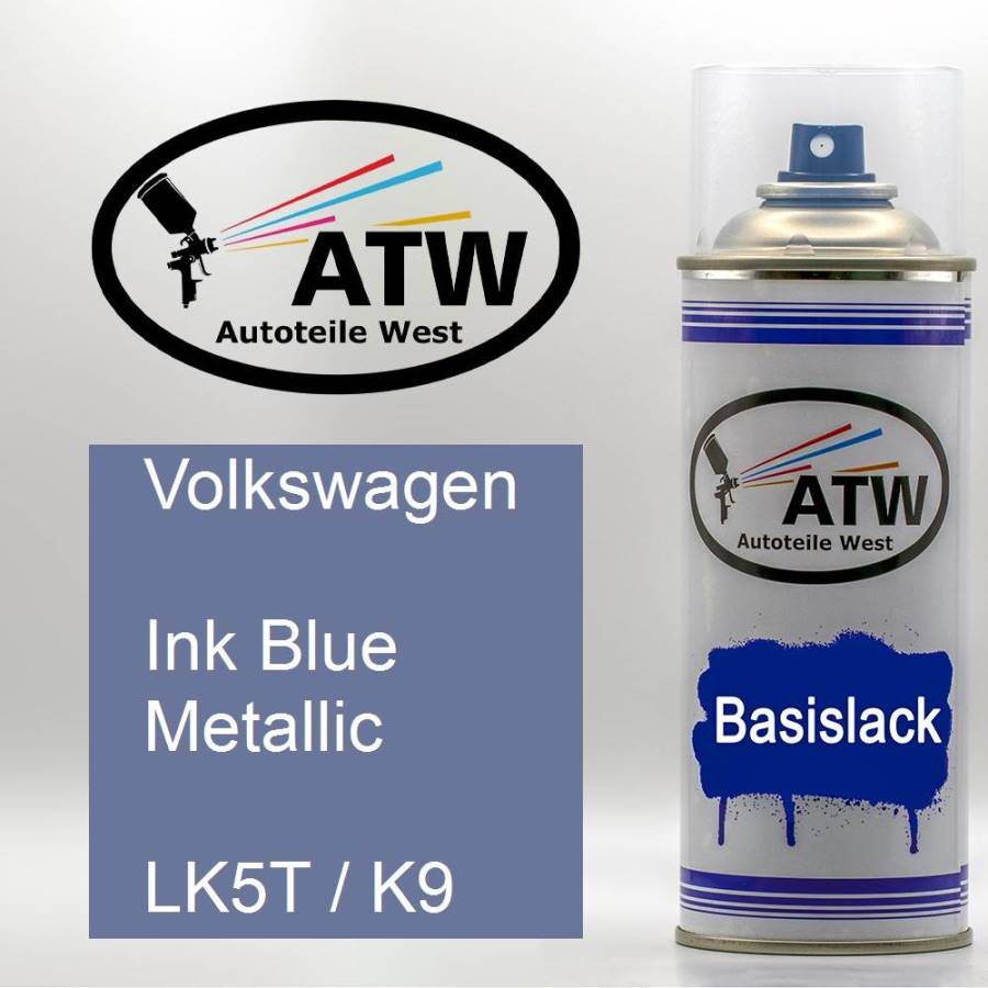 Volkswagen, Ink Blue Metallic, LK5T / K9: 400ml Sprühdose, von ATW Autoteile West.